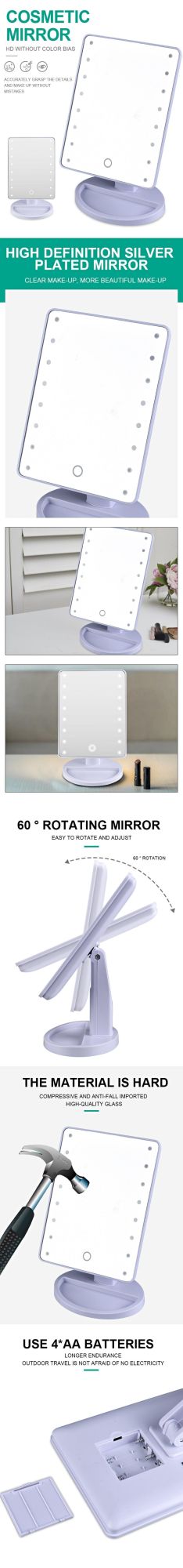 4*AA Battery Vanity Lighted LED Makeup Mirror