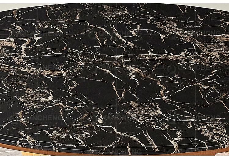 Modern Dining Room Furniture Gold Stainless Steel Round Marble Dining Table
