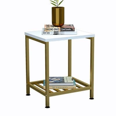 Metal Furniture Storage Shelf Side Table for Livingroom Kitchen Dining Room End Table MDF Top Coffee Table
