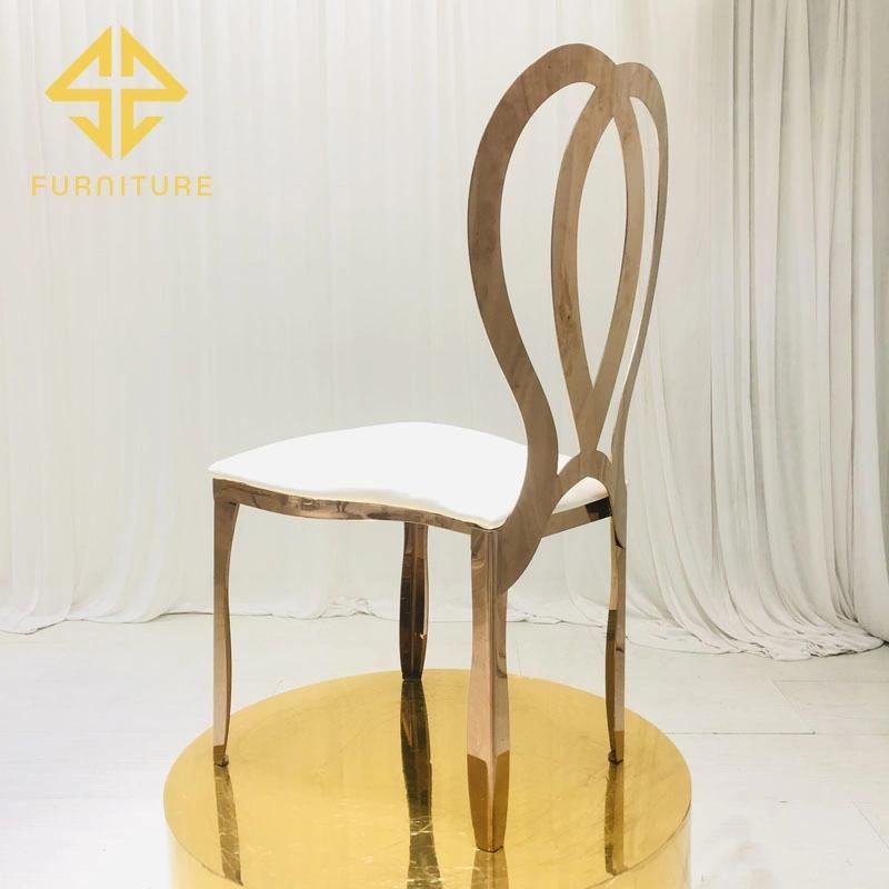 New Design Hotel Furniture Rose Golden Events Used Dining Stainless Steel Chair