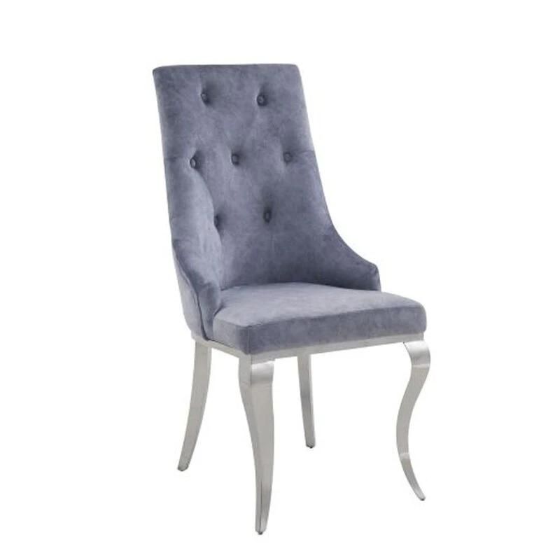 Modern High Back Velvet Luxury Dining Chair Metal Leg Velvet Fabric Stainless Steel Chairs