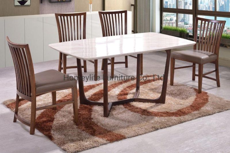 Modern Classic 8 Pieces Marble Top Ash Wood Base Home Dining Table