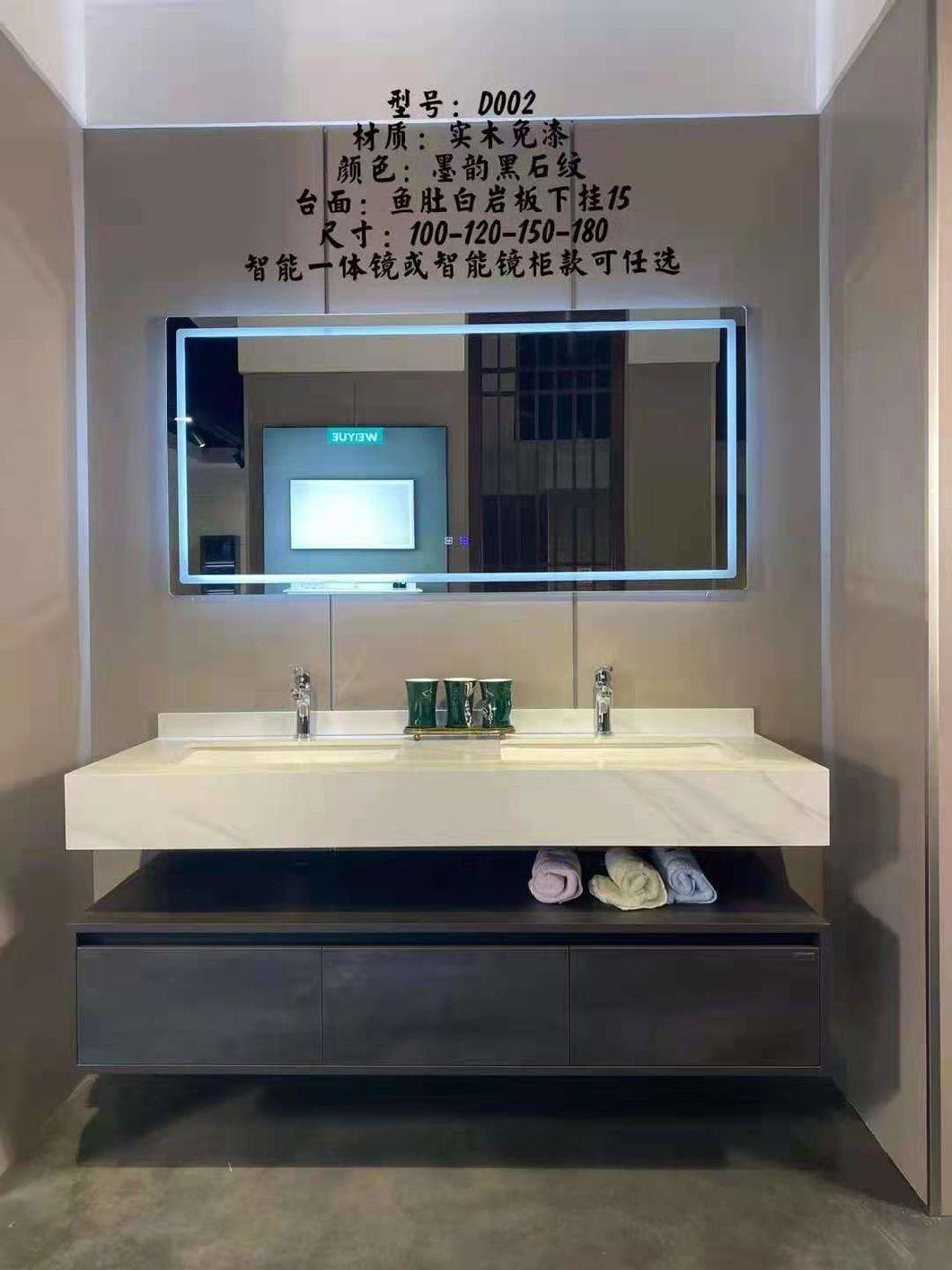 MDF Melamine Wall Mounted Smart Mirror Modern Hotel Bathroom Furniture