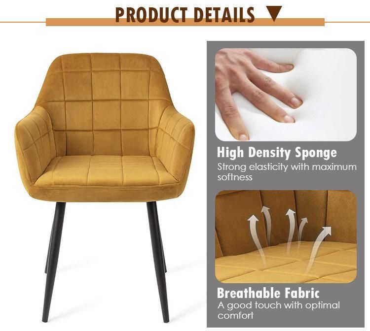 Nordic Simple Style Armchair Comfortable Restaurant Velvet Dining Chair