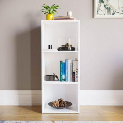 3 Tiers White Modern Bookcase for Home Furniture in Living Room