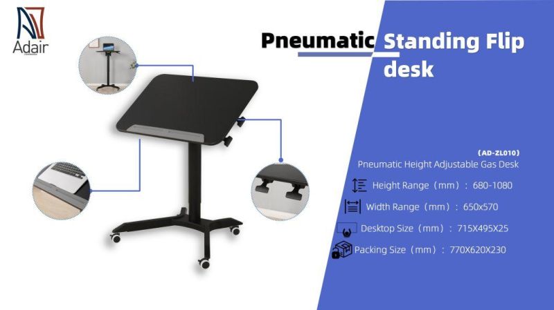 Pneumatic Height Adjustable Flip Drafting Movable Laptop Office Table