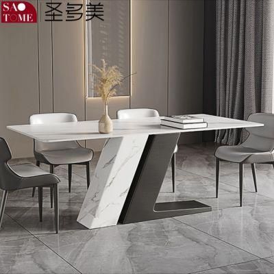Modern High-Grade Rock Board Furniture L-Shaped Base Dining Table