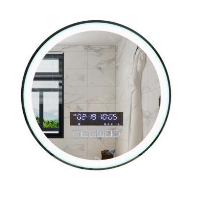 Hotel LED Bathroom Mirror Diameter 60 Double Touch Screen/Light/Defogging/Time Temperature/Frameless Smart Round Bathroom Mirror