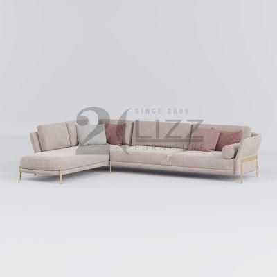 Promotional Velvet L Shape Home Living Room Furniture Modern Style Fabric Leisure Sofa with Single Chair