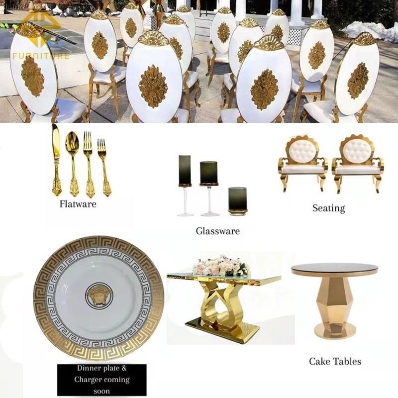 Elegant Design Stacking Stainless Steel Rococo Wedding Chair for Events