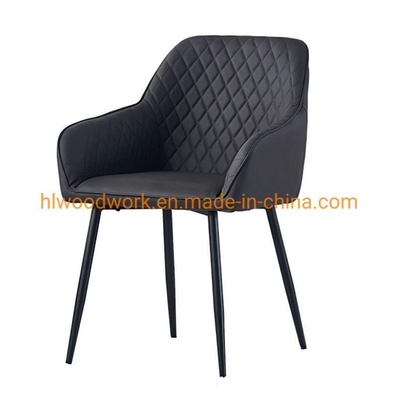 Modern Design Dining Hotel Furniture Velvet Upholstery Side Chair Dining Room Living Room Restaurant Dining Room Chair with Black Powder Coated Legs Chair