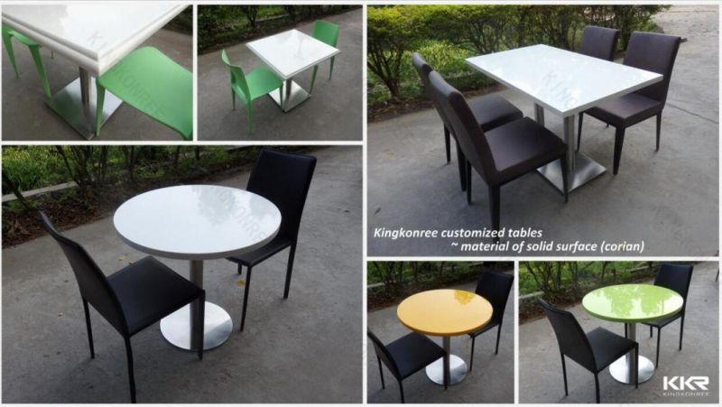 Black Square Acrylic Solid Surface Dining Table with Chairs