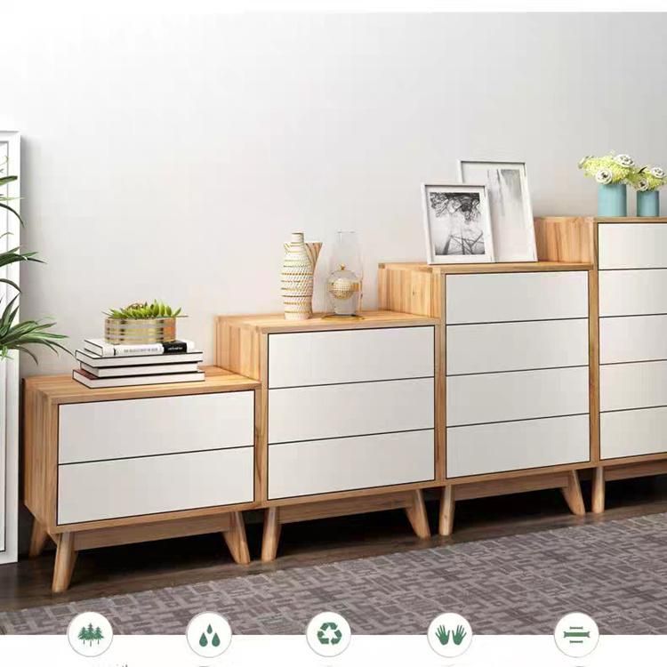 Chinese Modern Wooden Home Hotel Furniture Sofa Side Table 5 Drawers Storage Cabinet MDF Drawer Shelf