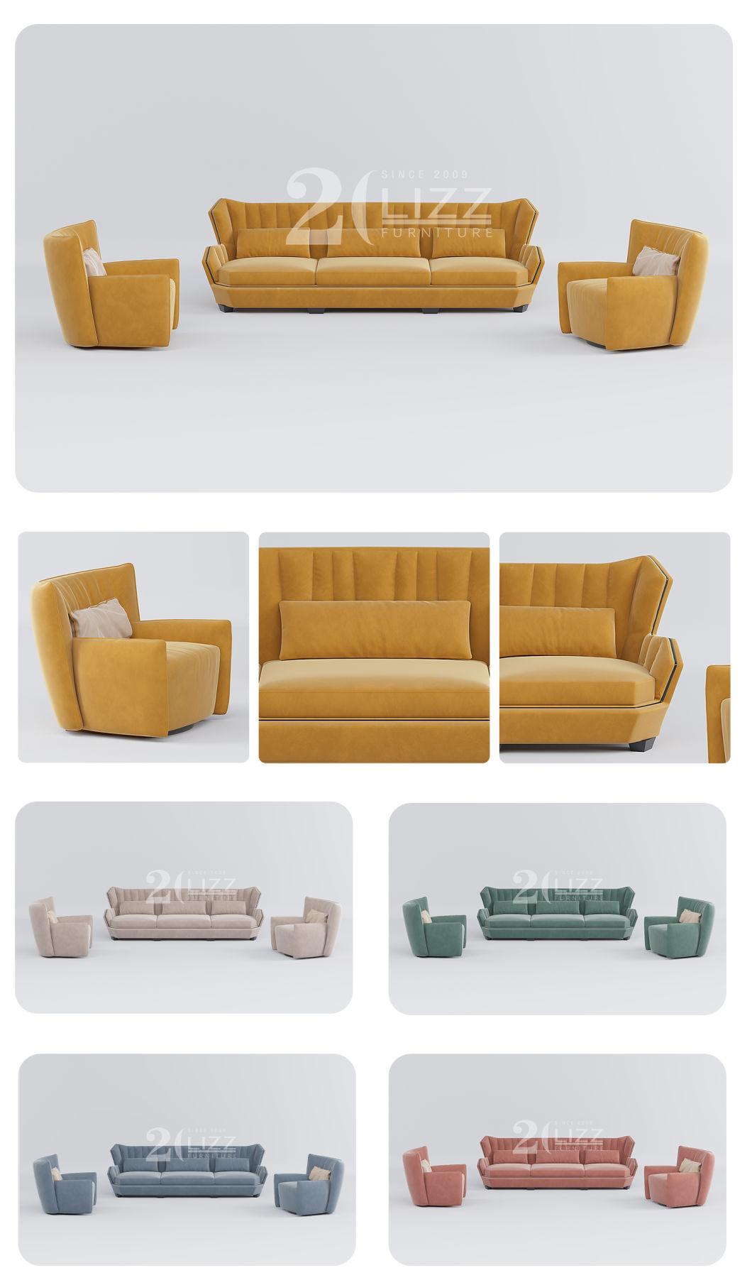 2022 Latest New Design European Style Wooden Frame Hotel Home Lounge Living Room Pink Fabric Floor Sofa