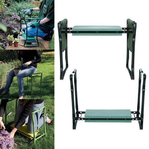 Gardening Chair Garden Stool Folding Stainless Steel Garden Kneeler Stool with EVA Kneeling Pad Gardening Portable Tool