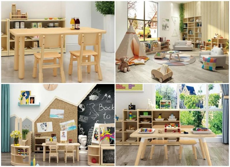 Children Table and Chairs Set Wooden Preschool Furniture