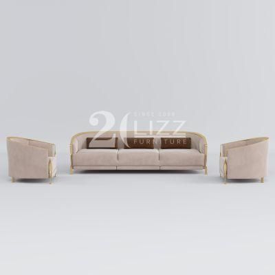 Stylish European Style Living Room Furniture Modern Modular Leisure Soft Velvet Fabric Sofa Set