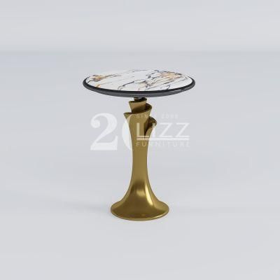 Unique Rose Design Stainless Steel Living Room Furniture Modern Glass Top Coffee Tea Table