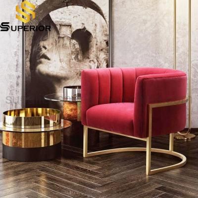Hot Sale Modern Living Room Furniture Red Fabric Leisure Chair
