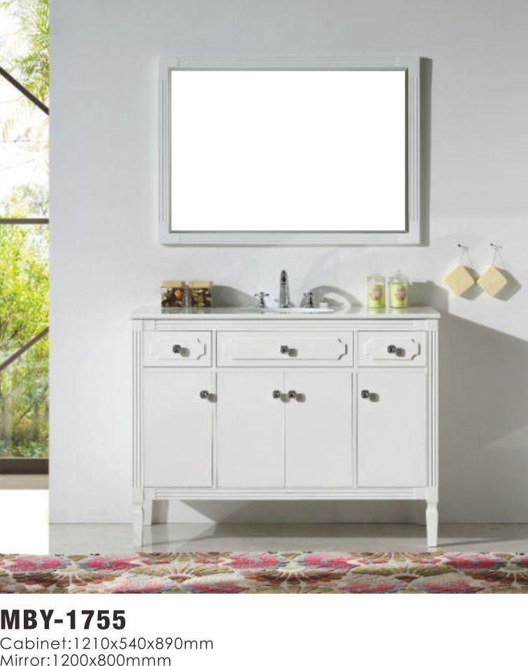 Modern Single Sink Solid Wood White Bathroom Vanity