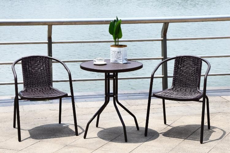 Modern Garden Outdoor Furniture PP Plastic Rattan Stackable Chairs