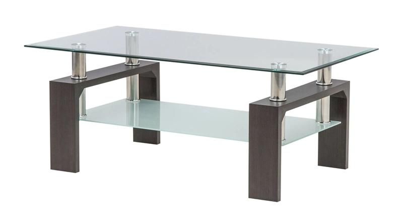 High Quality Double Layer Tempered Glass Table Living Room Furniture MDF Legs or Metal Legs Optional Coffee Table