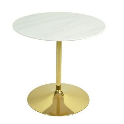 Modern Round White MDF Top Dining Table for Small Apartment Hotel Restaurant Kitchen