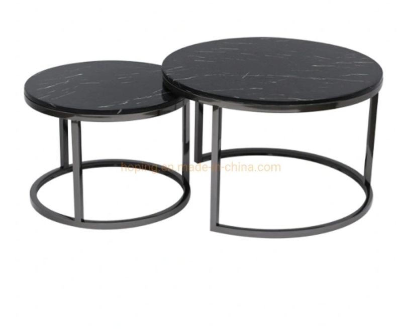 20in Feet Round Black Italy Northern Europe Design Outdoor Stackable Corner Coffee Table