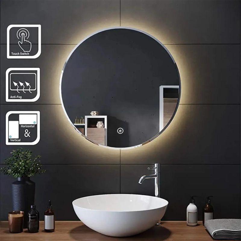 Hot Sale Illuminated Wall Decorative LED Bathroom Mirror for Barber Restaurant