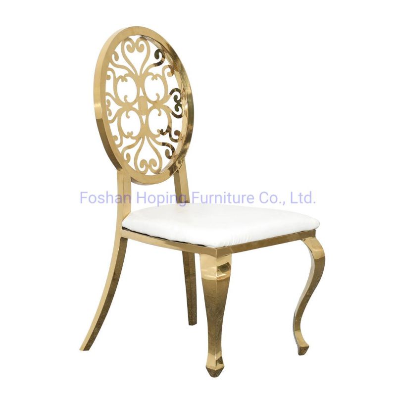 Hotel Banquet Hall Chairs Flower Hole Decoration Wedding Rose Gold Chairs