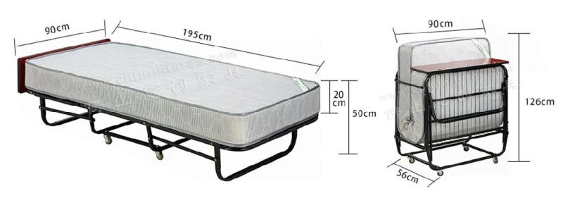 Yc-Eb02 Rollaway Metal Extra Bed for Hotel Guestroom with White Stripe Cloth Mattress