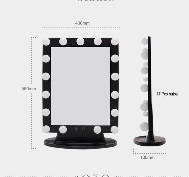 LED Table Vanity Makeup Hollywood Mirror 17PCS Bulbs for Girl Cosmetic