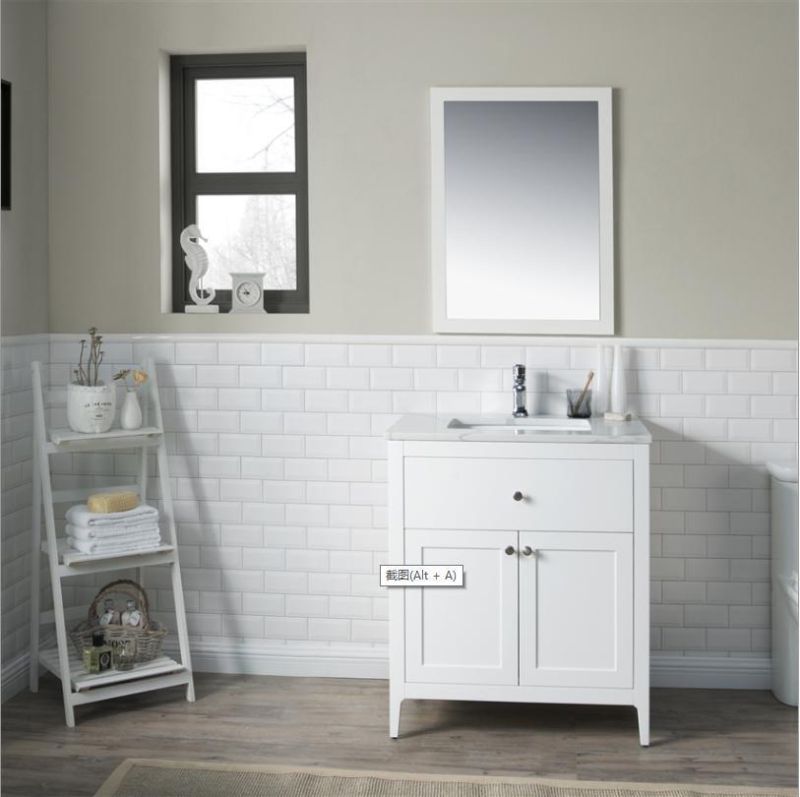 Solid Wood Bathroom Cabinet with Ceramics Countertop Modern