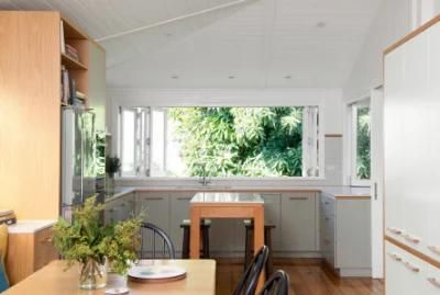 U-Shaped Storage Solution Light Green Modern Wooden Cupboard Home Ready to Assemble Kitchen Cabinets