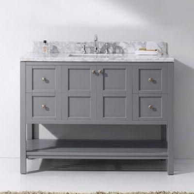 American Style Floor Standing Double Sink Solid Wood Bathroom Cabinet Vanity with Ceramic Sinks