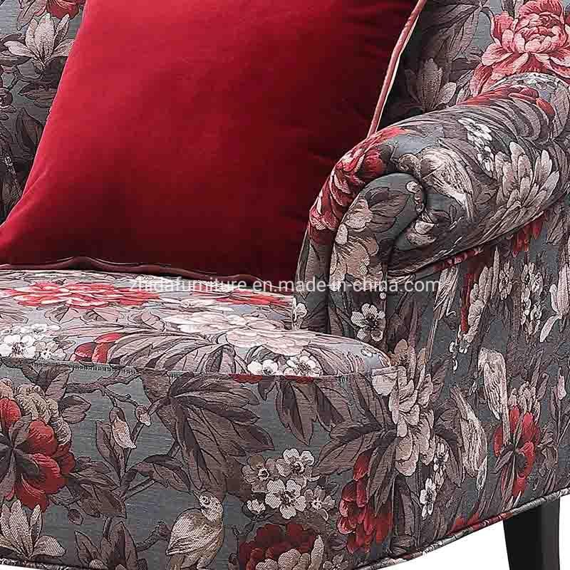 Flower Pattern Wooden Armrest Living Room Chair Hotel Bedroom Area