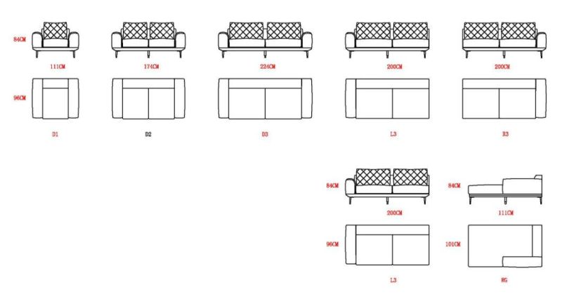 Zhida Home Furniture Factory Villa Living Room Modern Fabric 3 2 1 Sofa Set Modular L Shape Corner Sectional Sofa with Good Quality