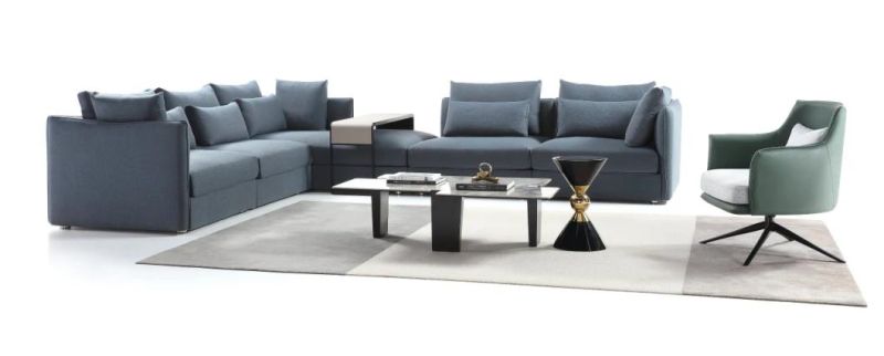 Zhida High-End Good Quality Modern Home Furniture Villa Living Room L Shape Couch Corner Sectional Fabric Sofa