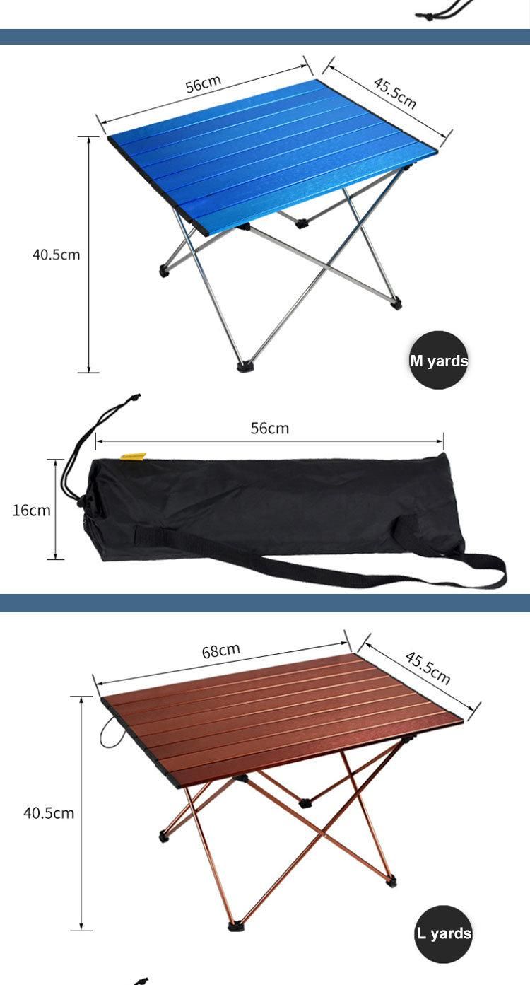 Modern Design Square Portable Adjustable Outdoor Aluminum Alloy Folding Table with Storage Bag