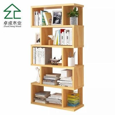 Practical Integrated Desk Wooden Shelves Unit Public Bookcase