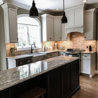 Modern White Oak Color Kitchen Cabinets with Island