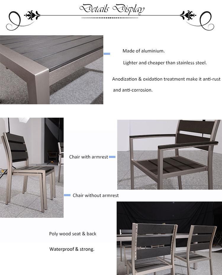 Patio Modern Aluminum Bench Chair Outdoor Dining Table Set