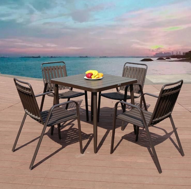 Modern Aluminum Frame Polywood Waterproof Table 4PCS Chairs Durable High Quality Outdoor Furniture Set