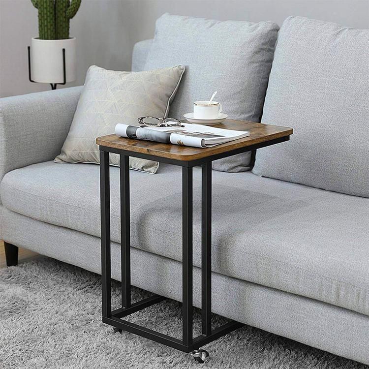 Modern Style Furniture Side Coffee C Shaped Table for Sofa Bedside Table on Wheels