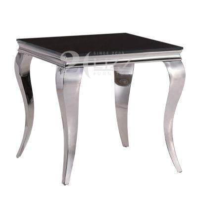European Home Apartment Liivng Room Furniture Modern Marble Top Side Coffee Table with Metal Legs