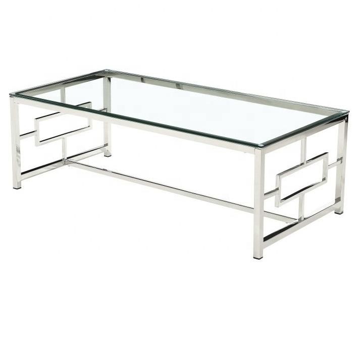 Hot Sale Home Furniture Stainless Steel Frame Tempered Glass Top Dining Table/Side Table