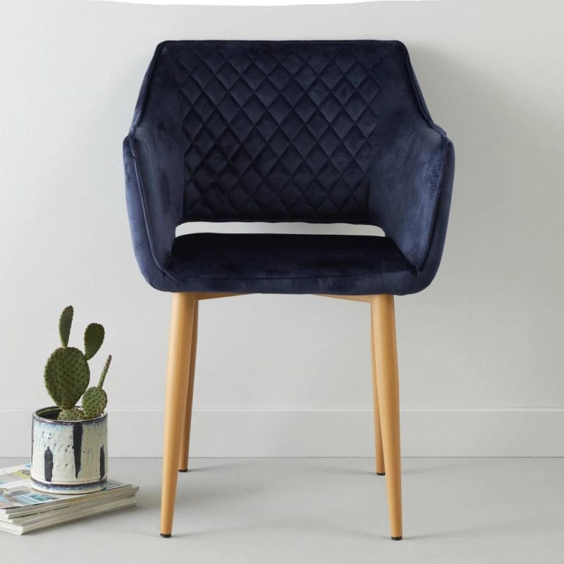 Nordic Cheap Indoor Home Furniture Modern Blue Dinning Velvet Dining Chair for Dining Room