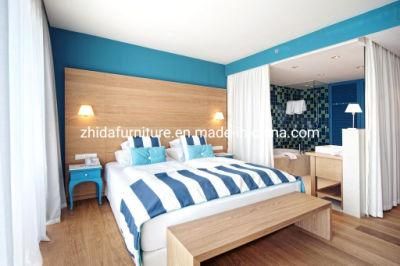 Modern Vacation Hotel Apartment Furniture Living Room Sectional Sofa Seaside Bedroom King Size Wooden Bed with Headboard Wall