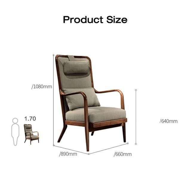 Modern Simply/Light Luxury/Nordic Furniture Walnut Solid Wood Fabric Leisure Chair for Living Room