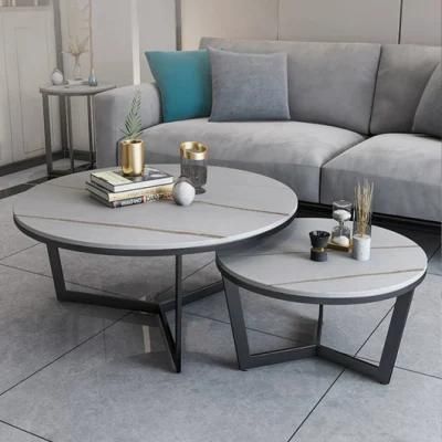 Chinese Modern Design Small Round Iron Frame Coffee Tea Table for Living Room